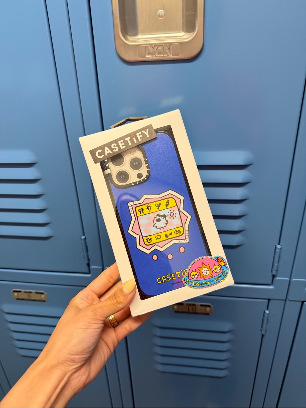 Casetify Cream Retail Box with Blue Background